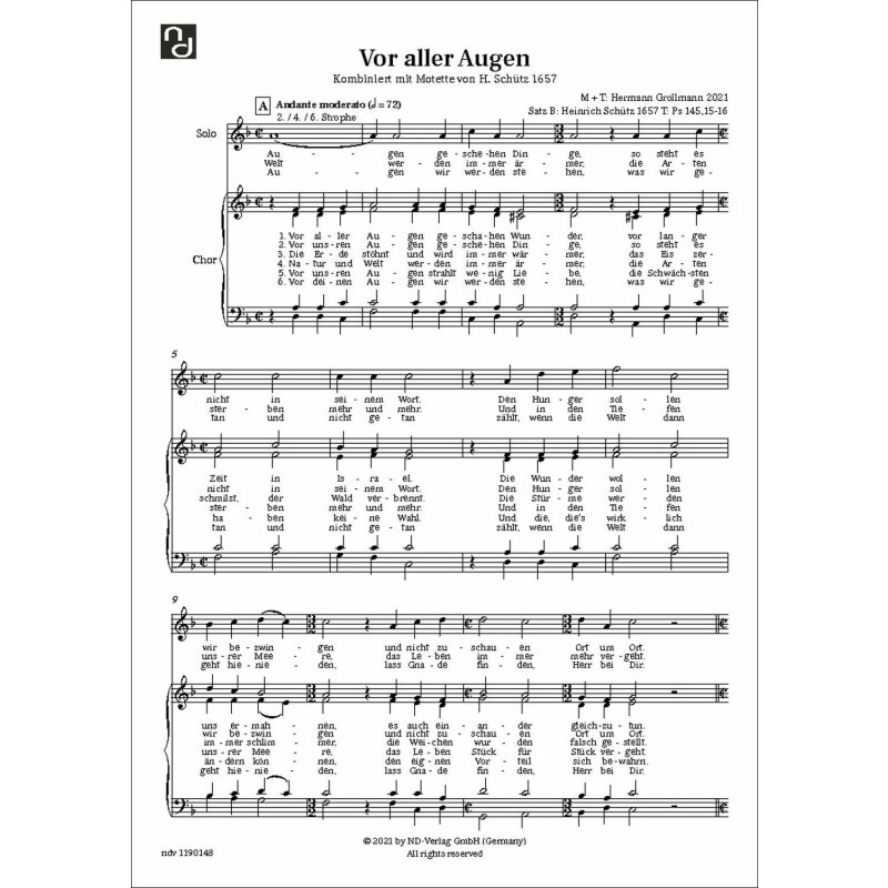 Vor aller Augen für Gemischten Chor Noten NDVerlag, 2,20