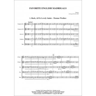 Beliebte Englische Madrigale fuer Quintett (Blechbläser) von Thomas Weelkes / Orlando Gibbons / Thomas Morley-2-9790502881573-NDV 0005R