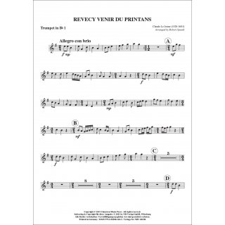 Revecy Venir Du Printans fuer Quintett (Blechbläser) von Claude Le Jeune / Robert Spaeth (arr.)-5-9790502881603-NDV 0012R