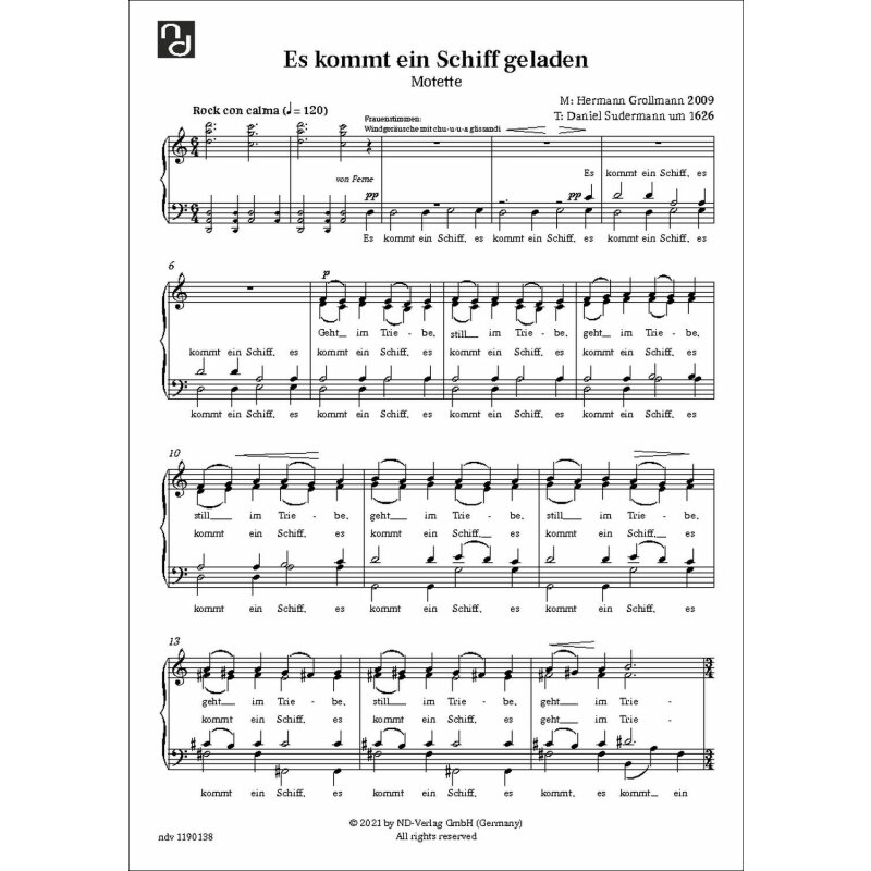 Es kommt ein Schiff geladen für Gemischter Chor - Noten | ND-Verlag, 2,90
