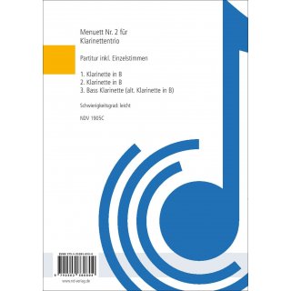 Menuett Nr. 2 fuer Trio (Klarinette) von Ludwig van Beethoven-5-9790502880804-NDV 1905C